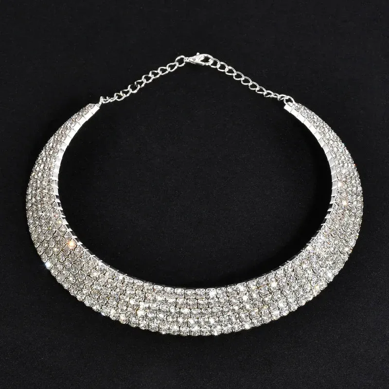 Rhinestone Choker Necklaces Torques Collar Women Statement Jewelry Girl Imitation Pearls Necklace