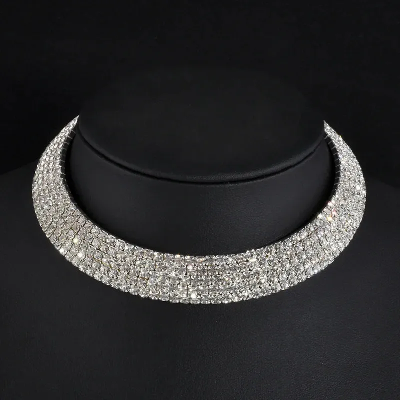 Rhinestone Choker Necklaces Torques Collar Women Statement Jewelry Girl Imitation Pearls Necklace