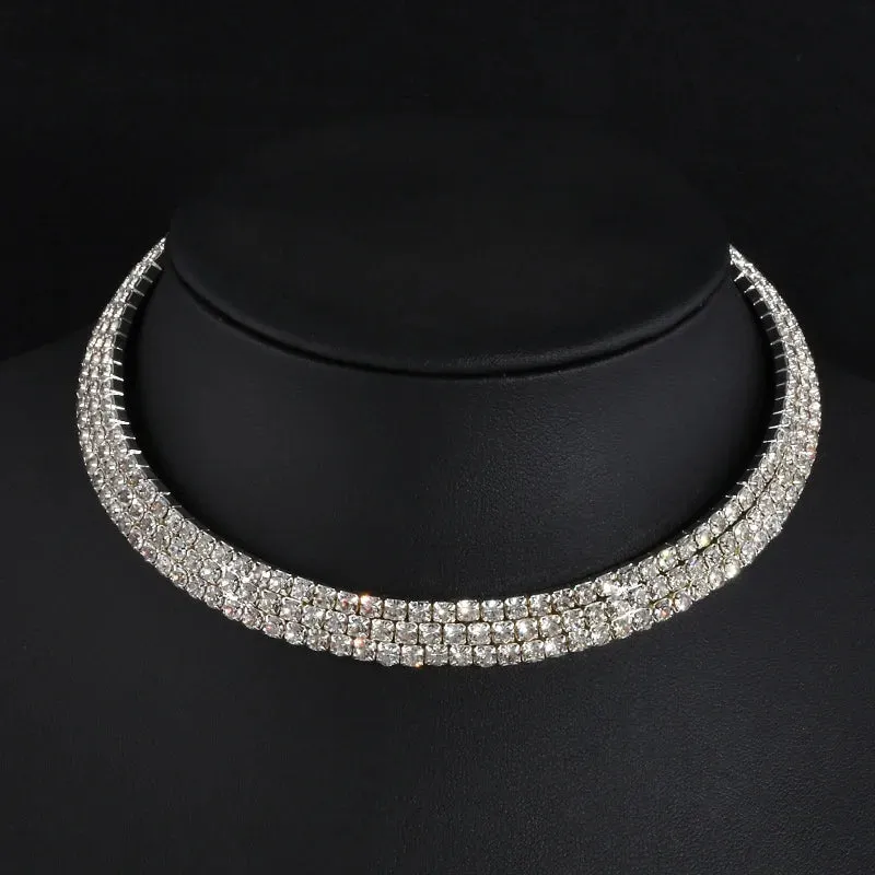 Rhinestone Choker Necklaces Torques Collar Women Statement Jewelry Girl Imitation Pearls Necklace