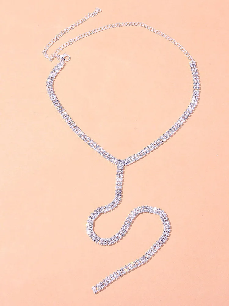 Rhinestone Decor Y Lariat Necklace