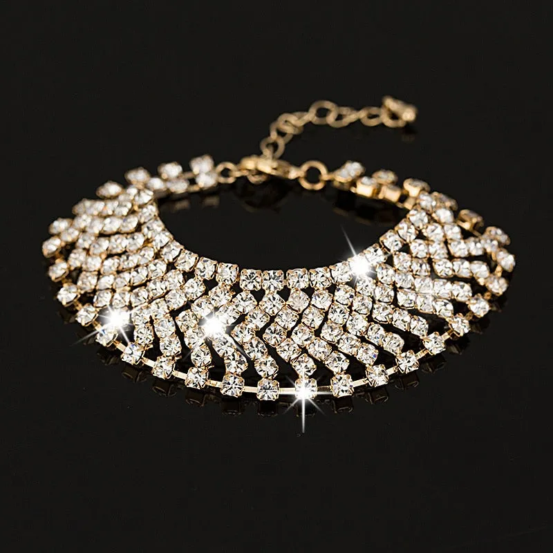 Rhinestone Gold and Silver Plated Women Crystal Bracelet