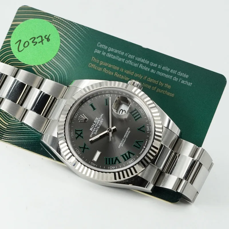 Rolex Datejust 126334 41mm Wimbledon Dial Fluted Bezel 2023 Card only