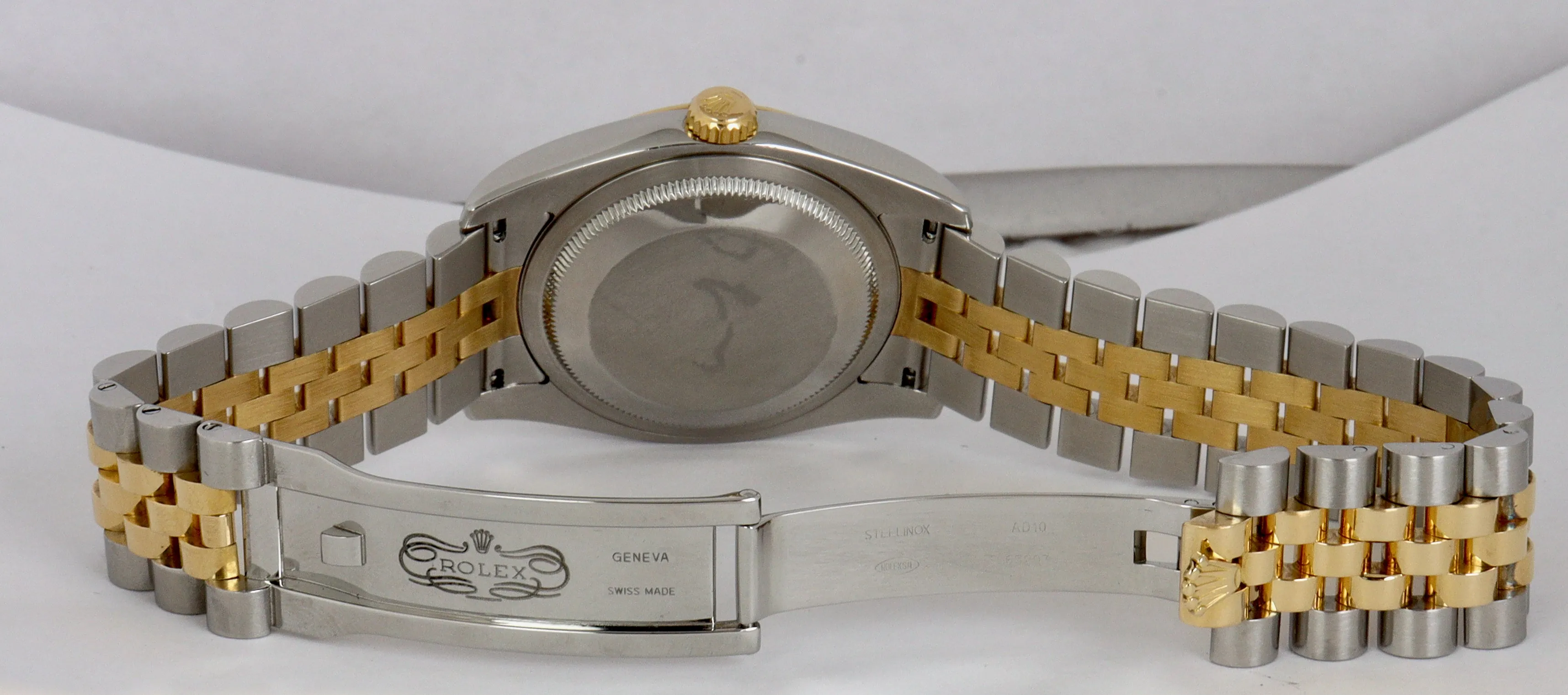 Rolex DateJust 36mm Ivory Pyramid Roman 116233 Two-Tone 18K Gold Stainless Watch