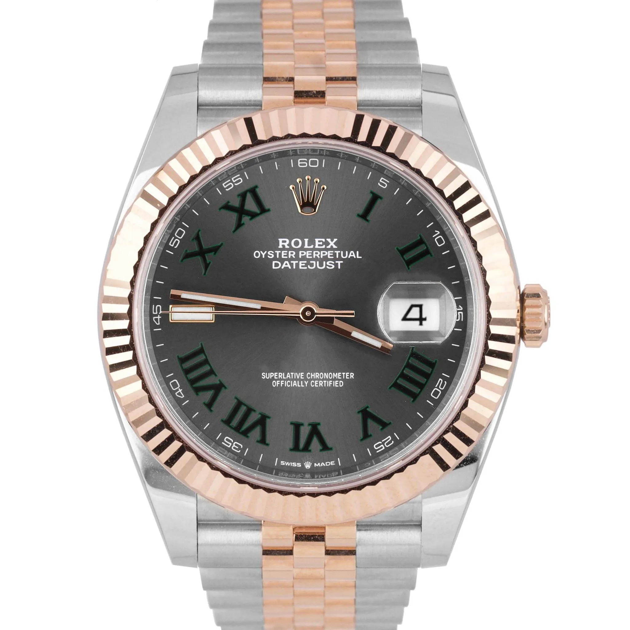 Rolex DateJust 41 126331 WIMBLEDON Gray Everose Gold 18K Two Tone Watch CARD