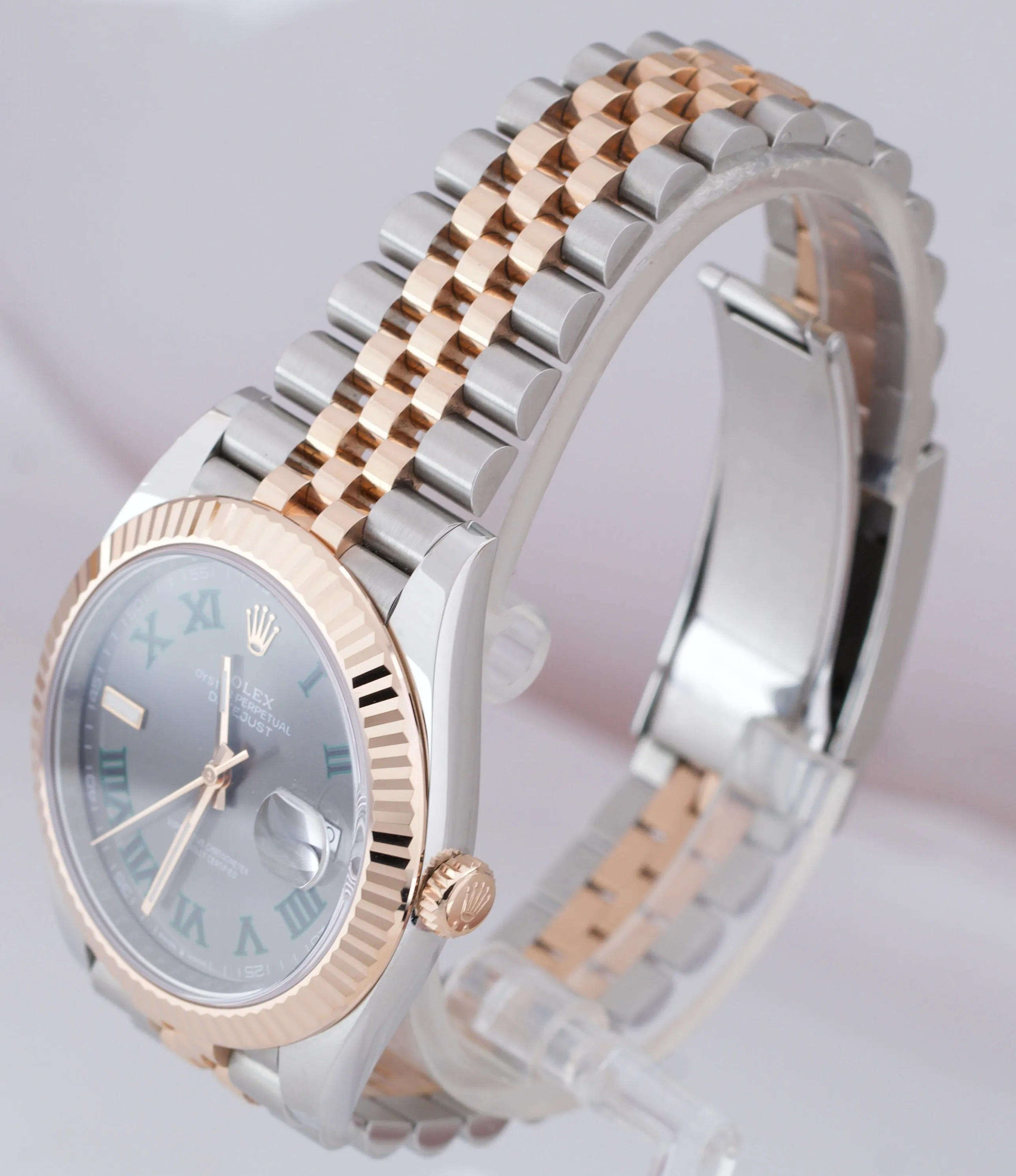 Rolex DateJust 41 126331 WIMBLEDON Gray Everose Gold 18K Two Tone Watch CARD