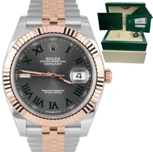 Rolex DateJust 41 126331 WIMBLEDON Gray Everose Gold 18K Two Tone Watch CARD