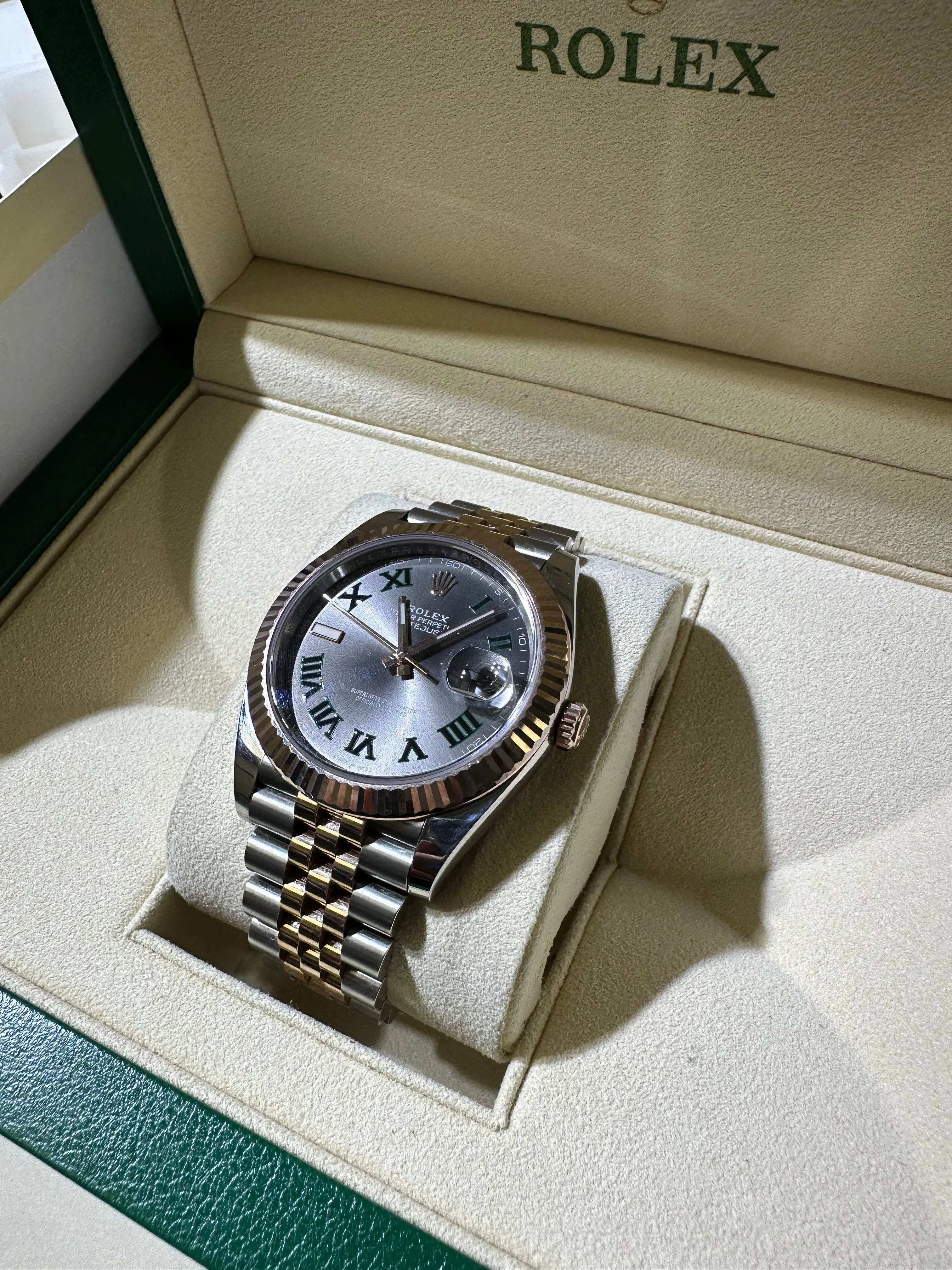 Rolex DateJust 41 126331 WIMBLEDON Gray Everose Gold 18K Two Tone Watch CARD