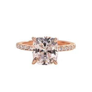 Rose Gold 3.0ct Cushion Cut White Sapphire Engagement Ring