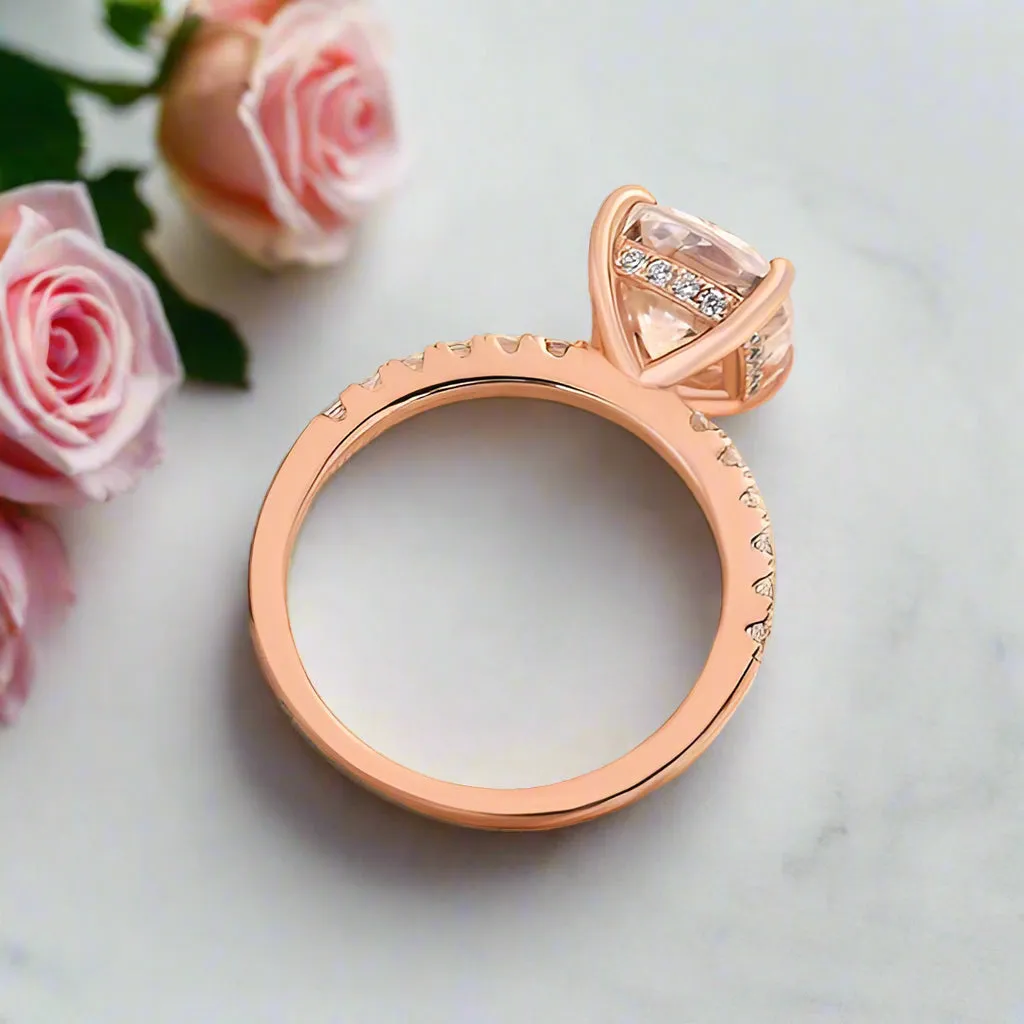 Rose Gold 3.0ct Cushion Cut White Sapphire Engagement Ring