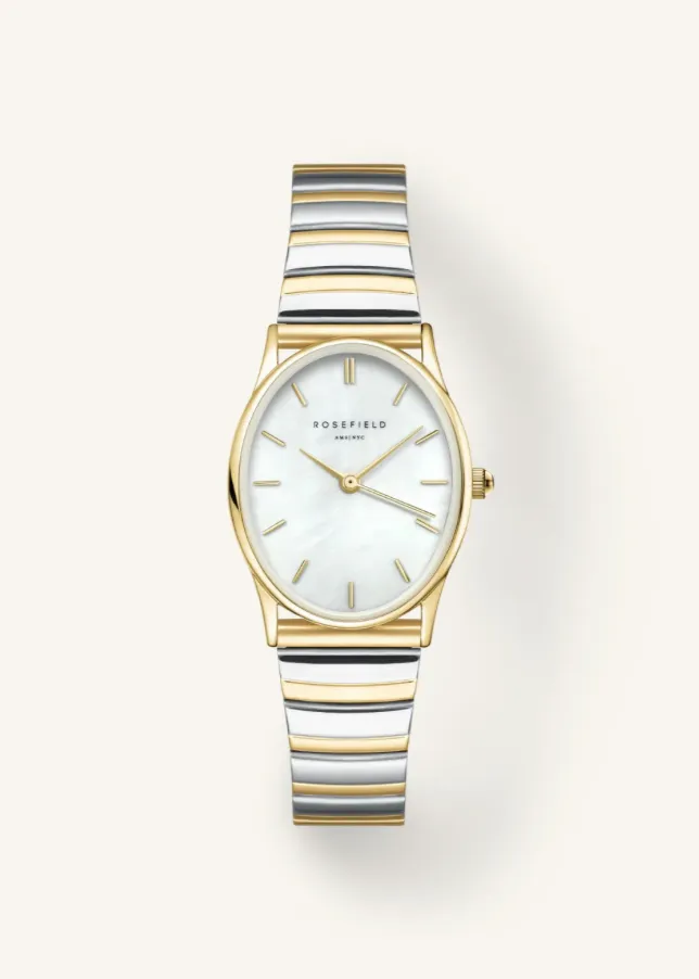 ROSEFIELD Oval Mop Duotone Watch - Silver/Gold