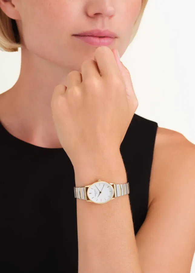 ROSEFIELD Oval Mop Duotone Watch - Silver/Gold