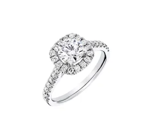 Round Cut Diamond in Cushion Halo Engagement Ring 1.50ct