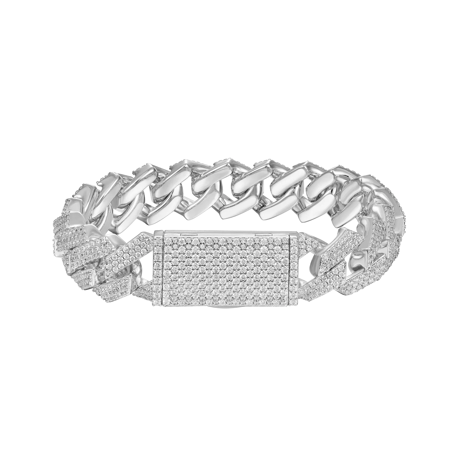 Round Cut Prong Cuban Link Bracelet - 15mm