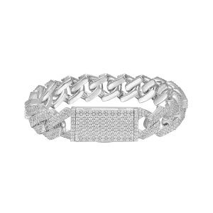 Round Cut Prong Cuban Link Bracelet - 15mm