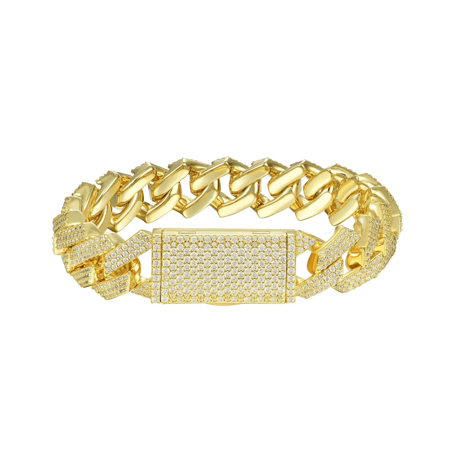 Round Cut Prong Cuban Link Bracelet - 15mm