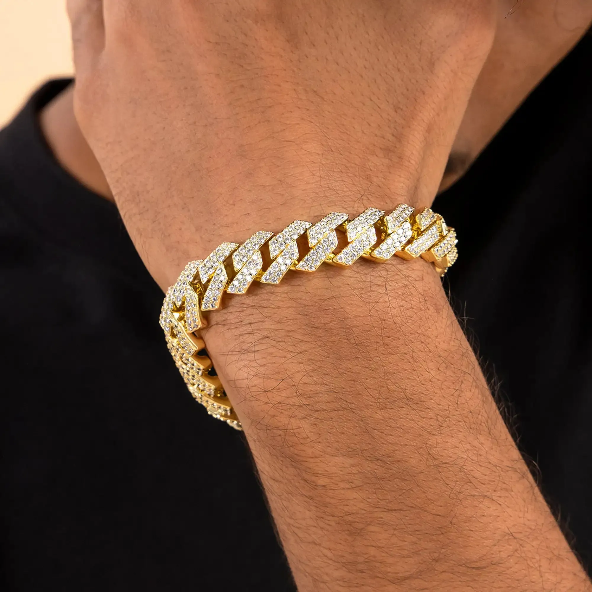 Round Cut Prong Cuban Link Bracelet - 15mm