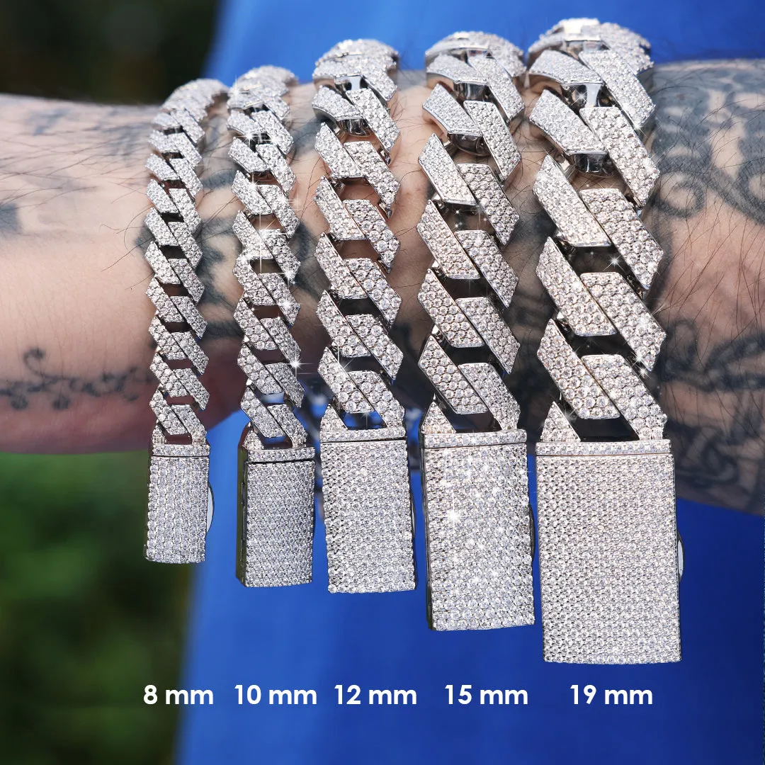Round Cut Prong Cuban Link Bracelet - 15mm