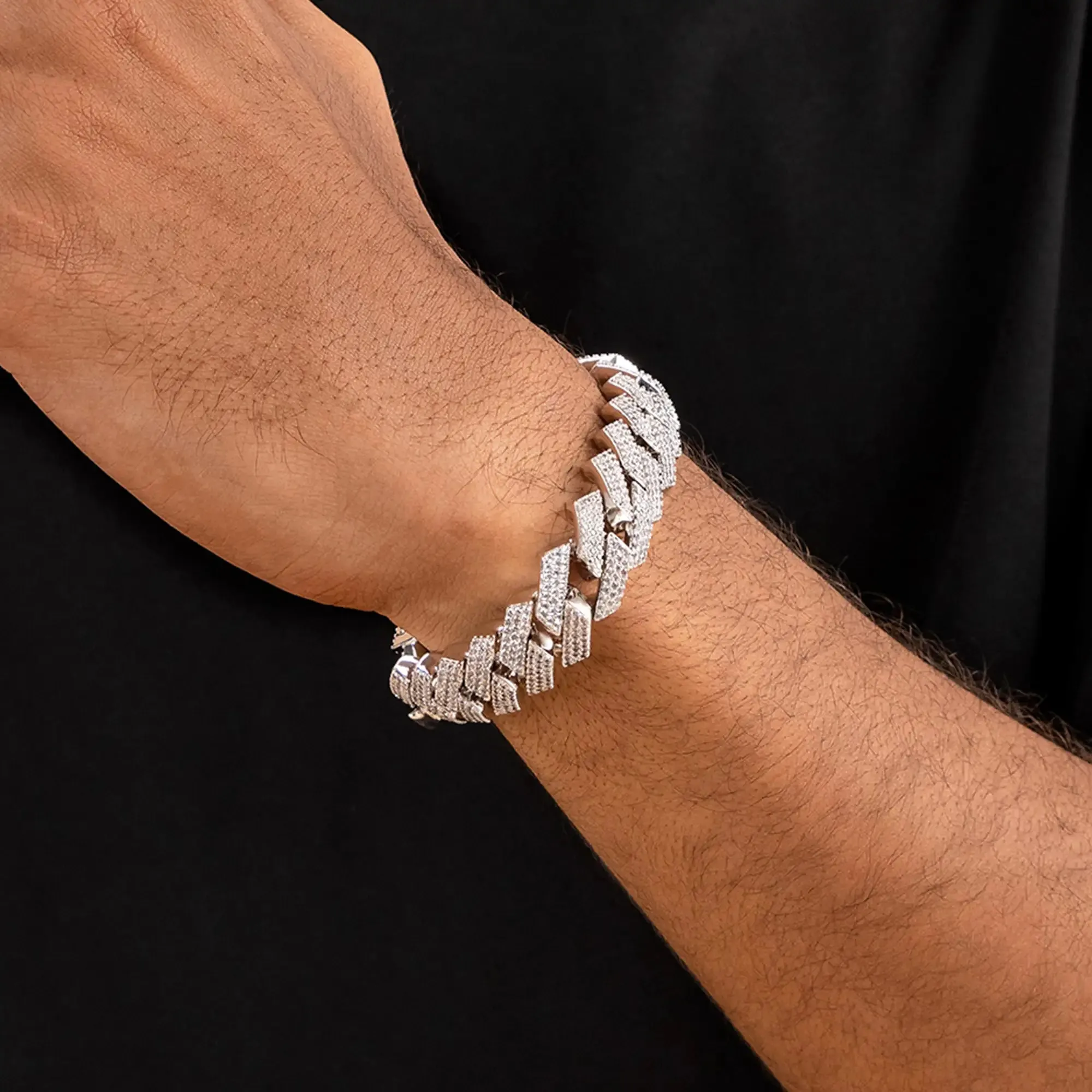 Round Cut Prong Cuban Link Bracelet - 15mm