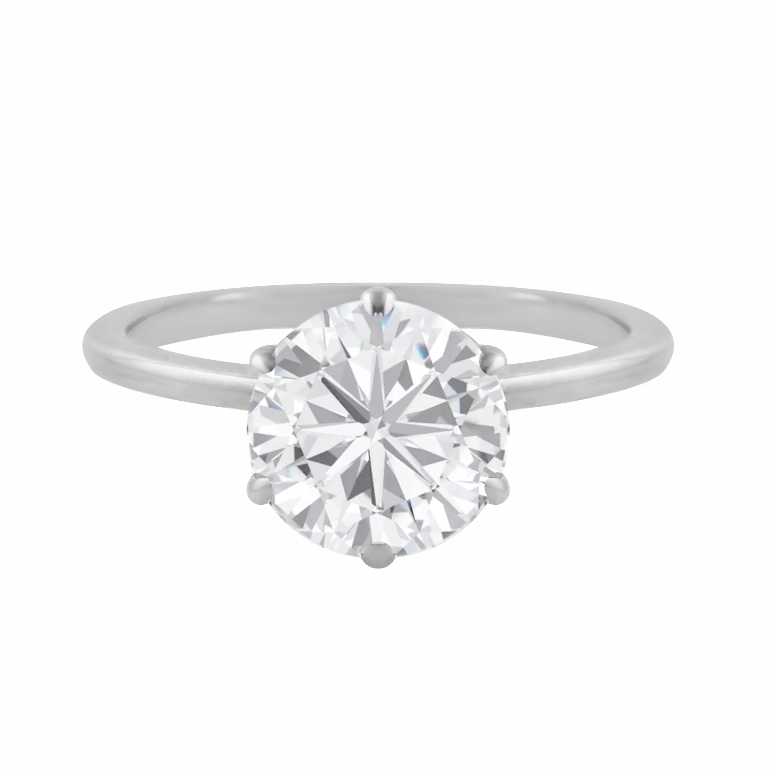 Round Diamond Six Prong Solitaire Engagement Ring Setting