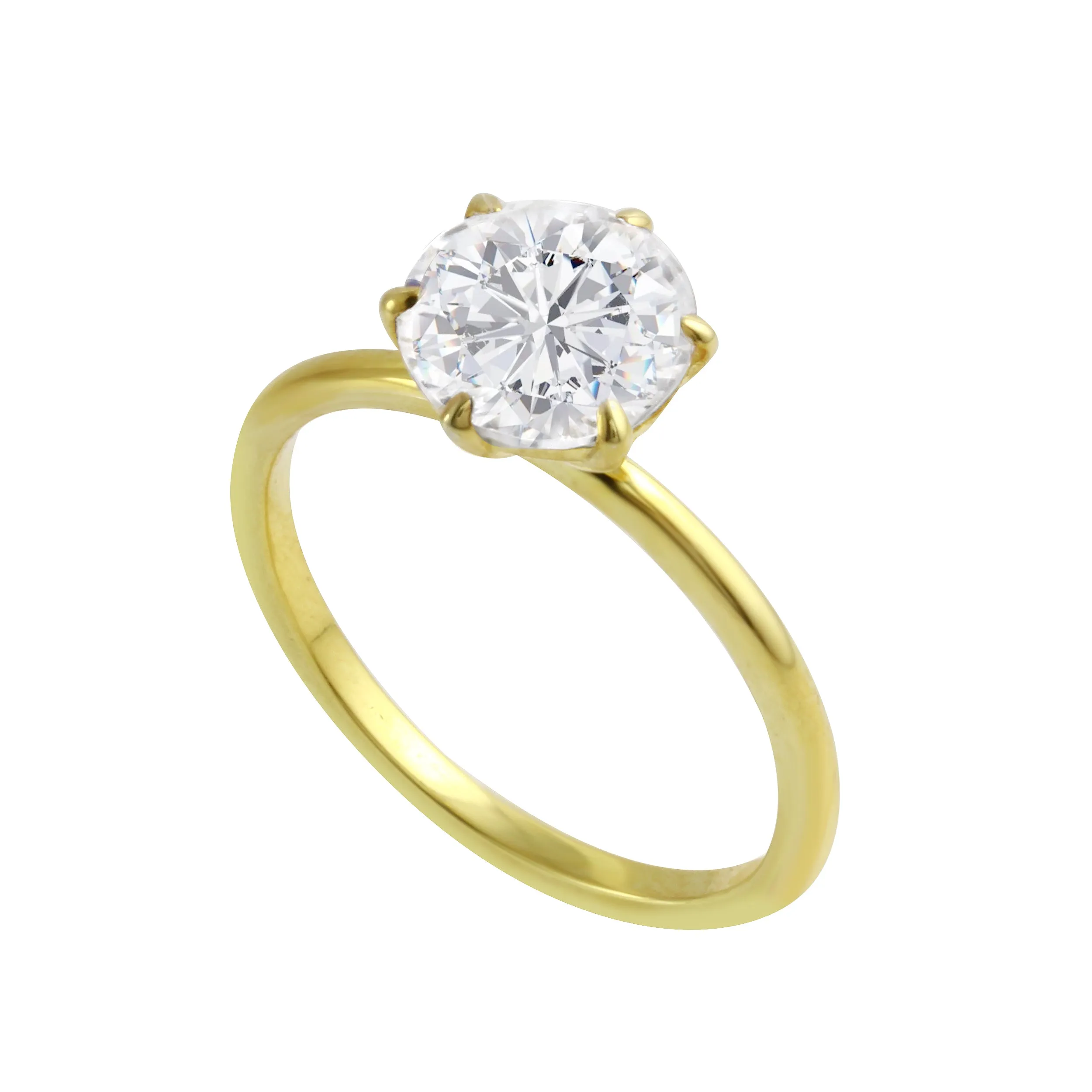 Round Diamond Six Prong Solitaire Engagement Ring Setting