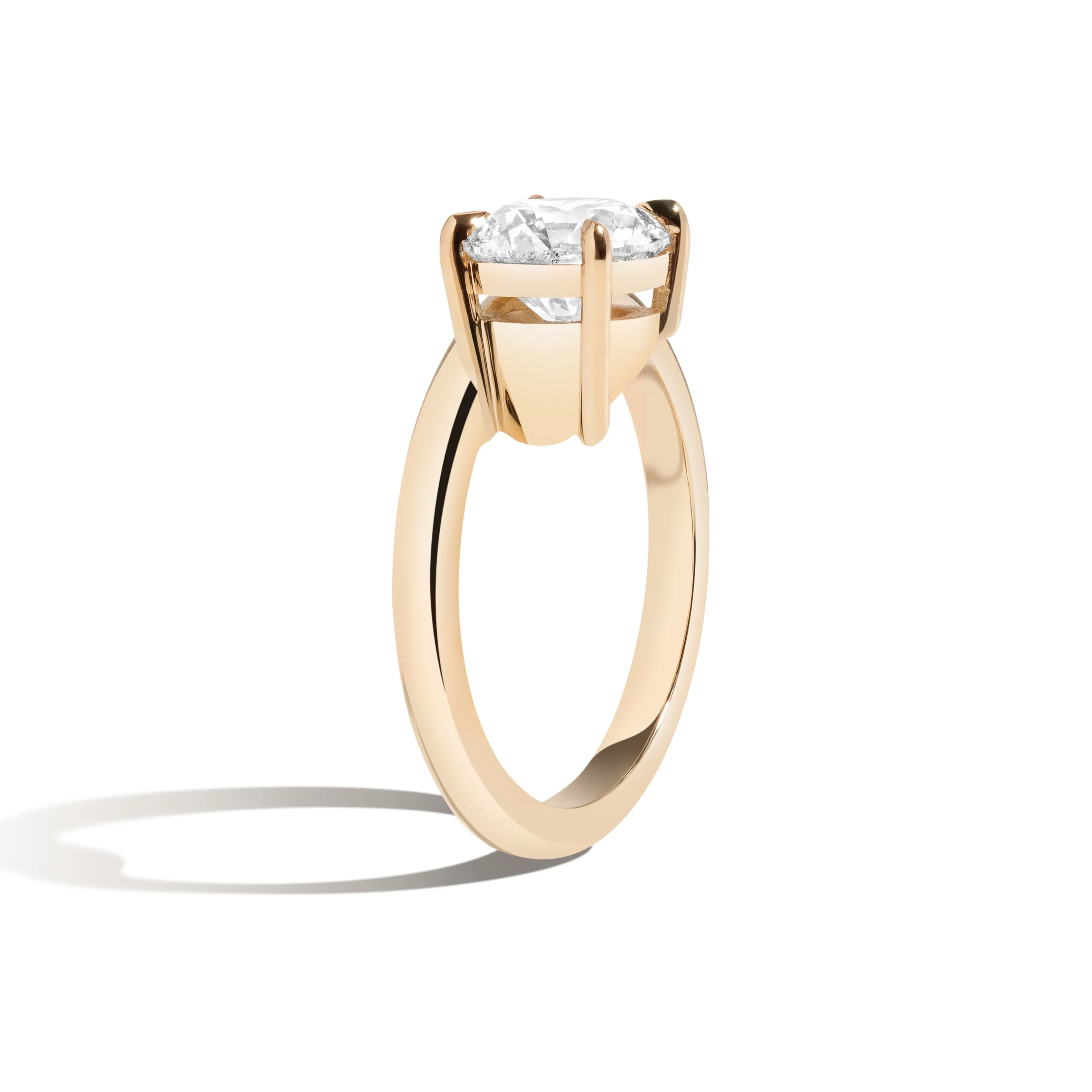 Round Thin Side Set Rivet Engagement Ring