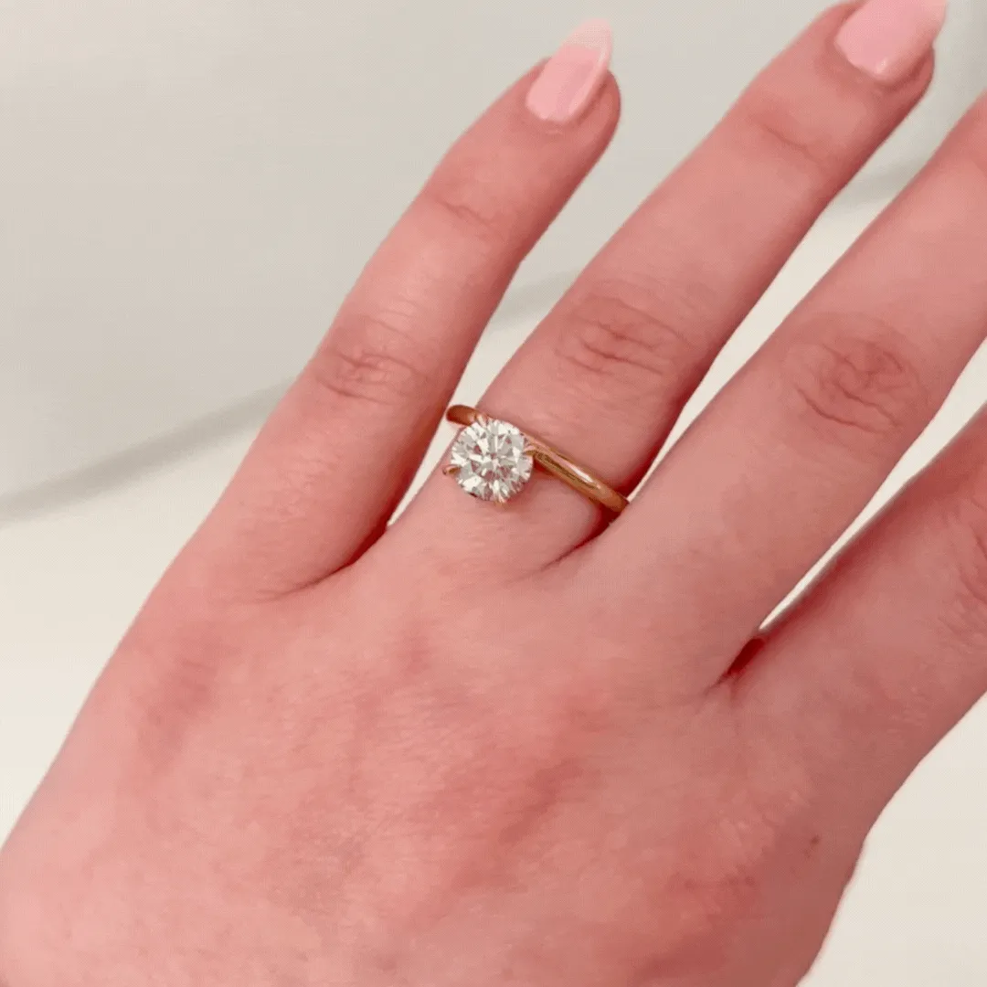 Round Thin Side Set Rivet Engagement Ring