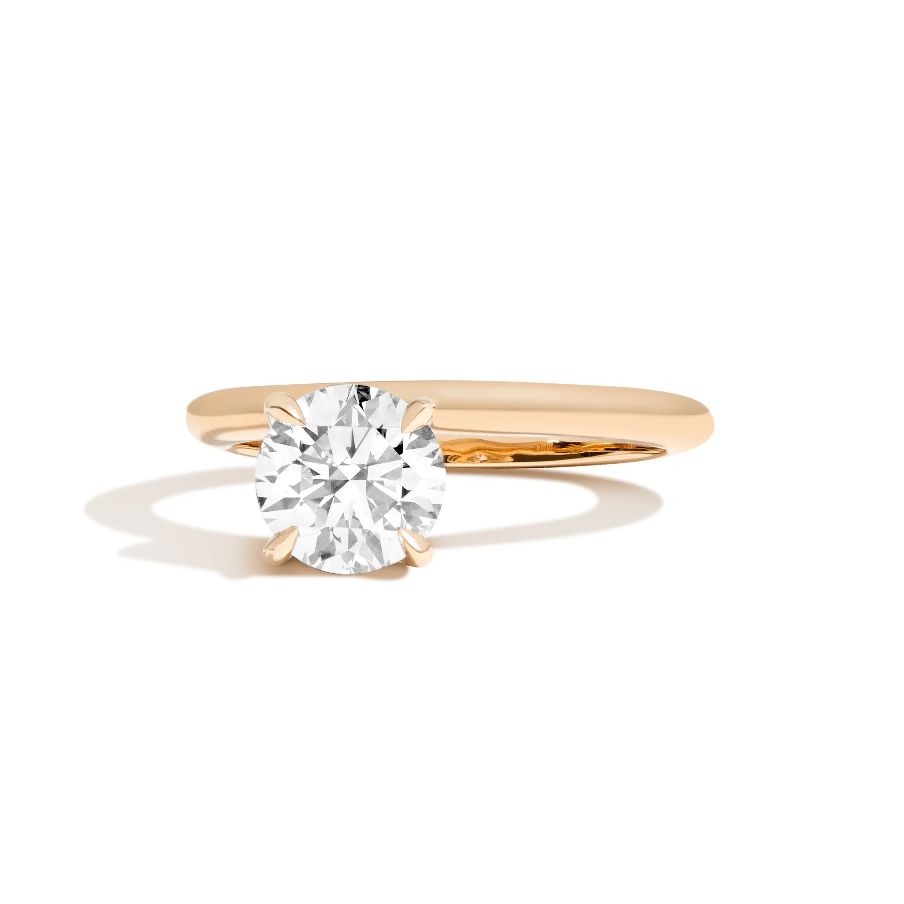 Round Thin Side Set Rivet Engagement Ring