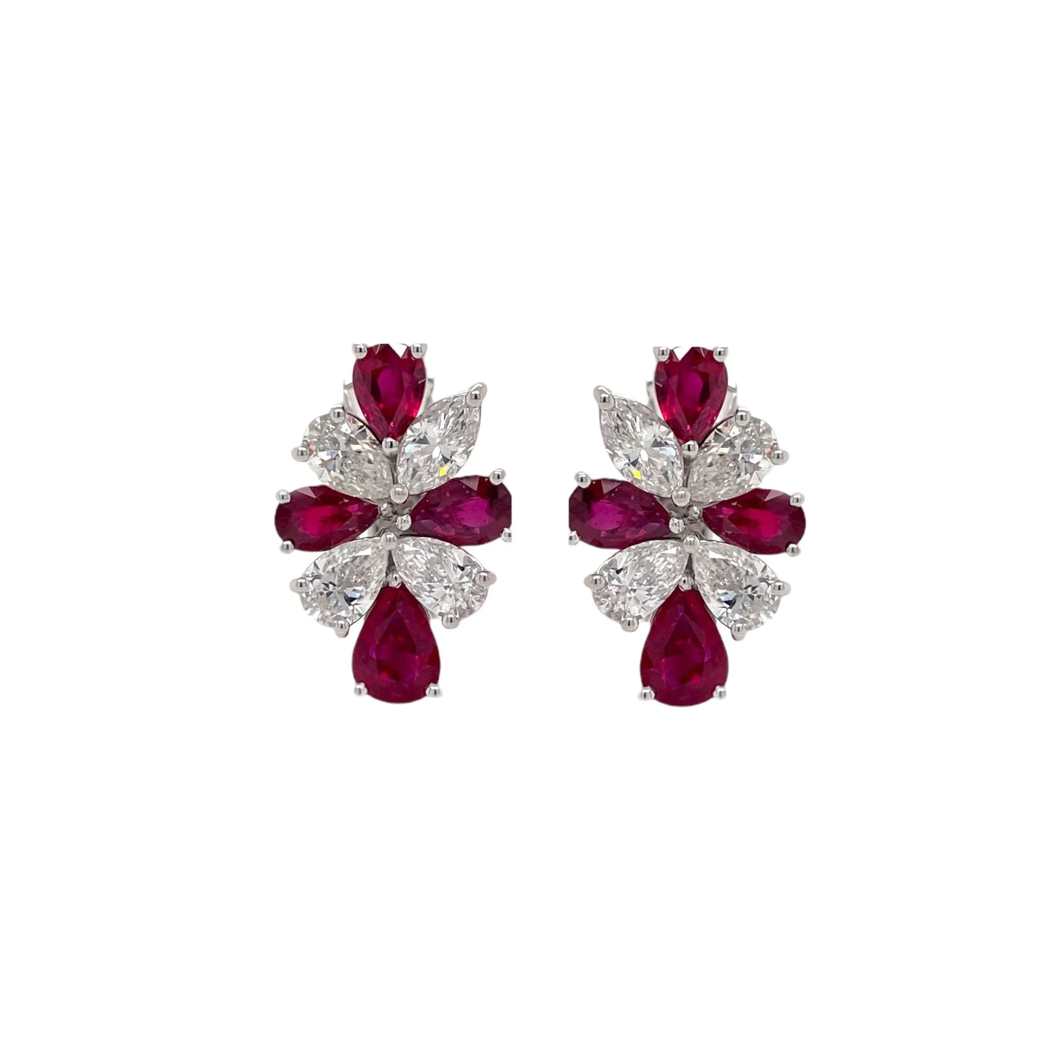 Ruby & Diamond Cluster Earring