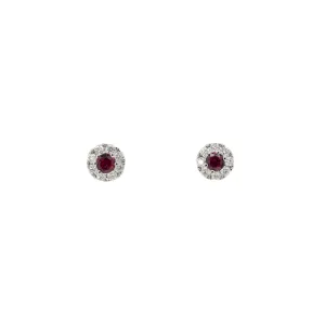 Ruby and Diamond Halo Earrings