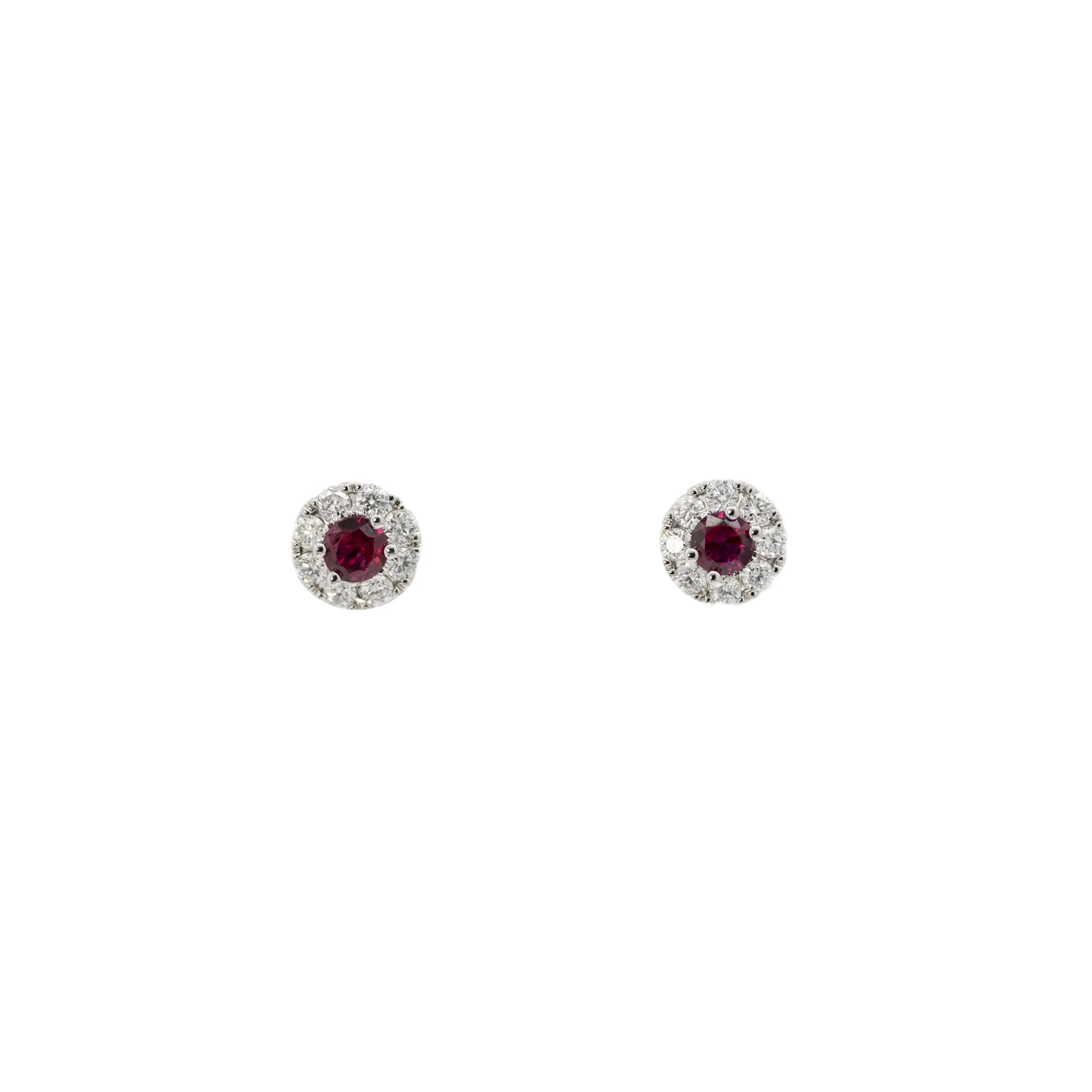 Ruby and Diamond Halo Earrings