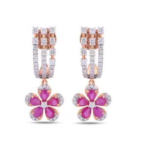 Ruby Flower Diamond Earrings
