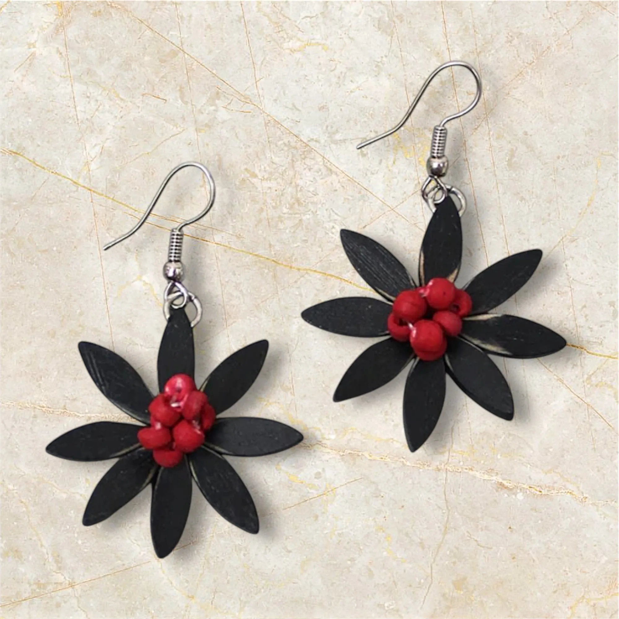 Ruby Flower Earrings