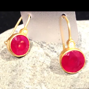 Ruby Gem Candy Earrings: 24K