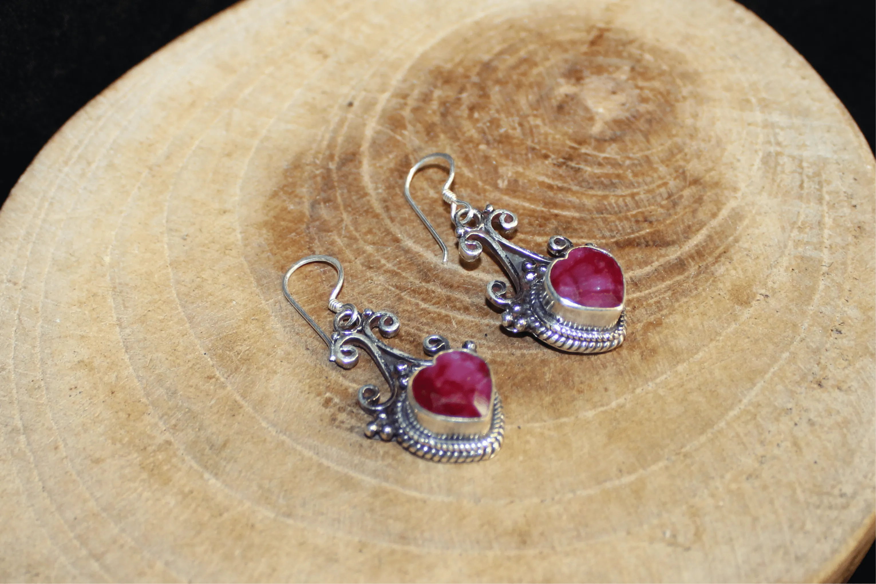 Ruby Heart Earrings