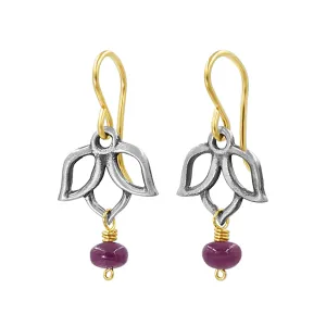 Ruby Red Lotus Earrings
