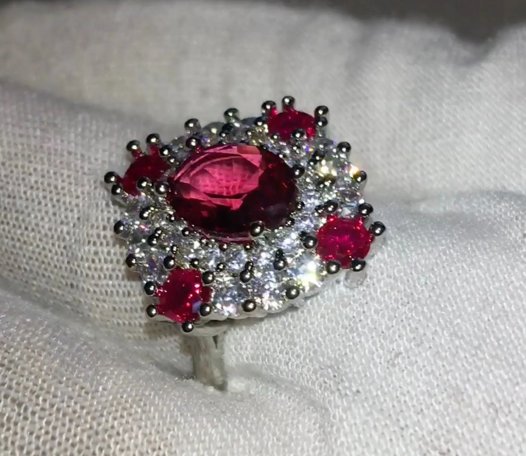 Ruby Ring | Red Diamond Ring | Flower Ring | Ruby Engagement Ring | Ruby Diamond Ring | Ruby Wedding Ring | Red Engagement Ring