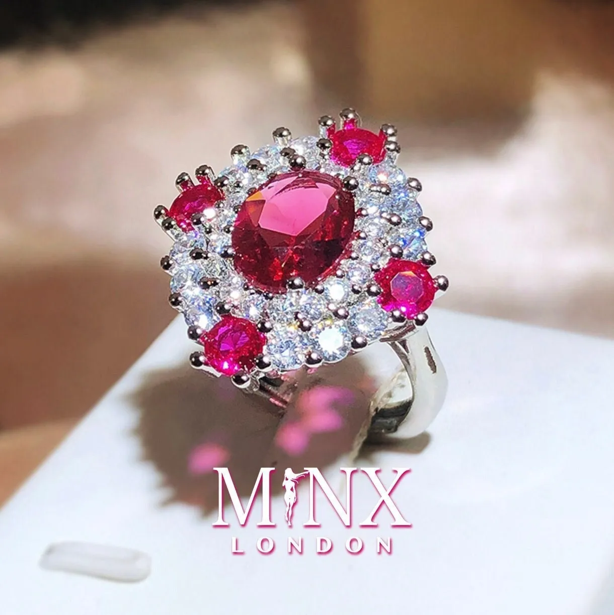 Ruby Ring | Red Diamond Ring | Flower Ring | Ruby Engagement Ring | Ruby Diamond Ring | Ruby Wedding Ring | Red Engagement Ring
