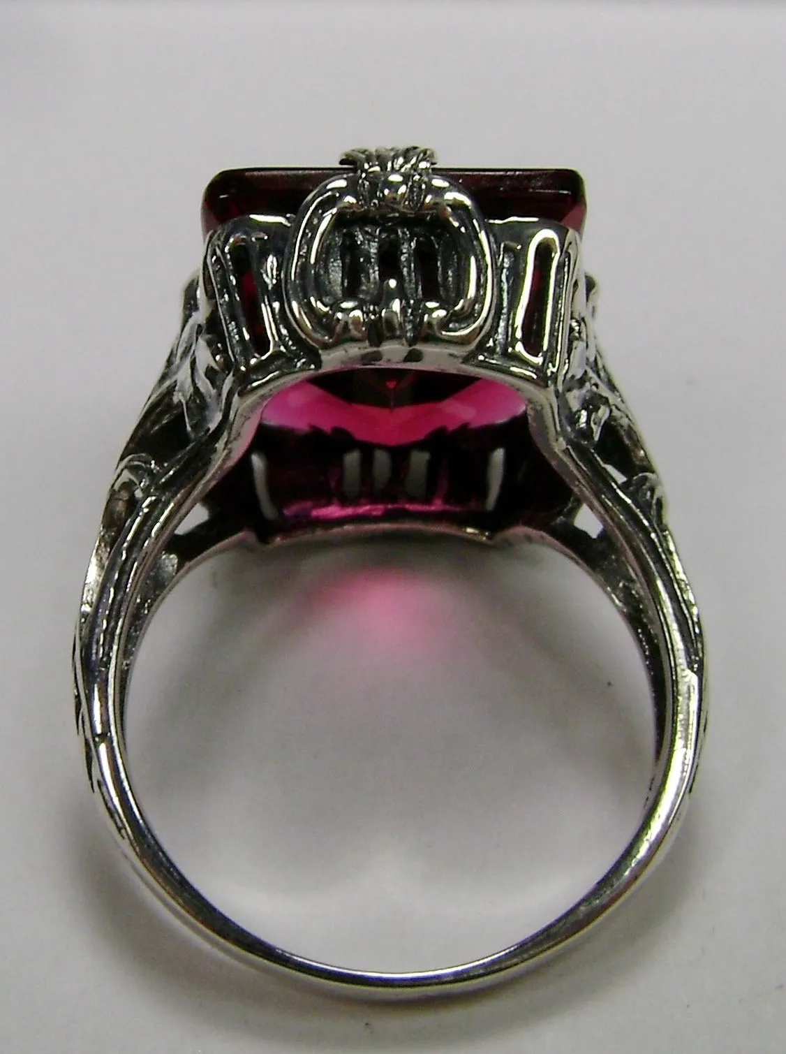 Ruby Ring, Size 6, Art Deco 1930s Leaf and Floral Filigree Jewelry, D15 - Ready to Ship