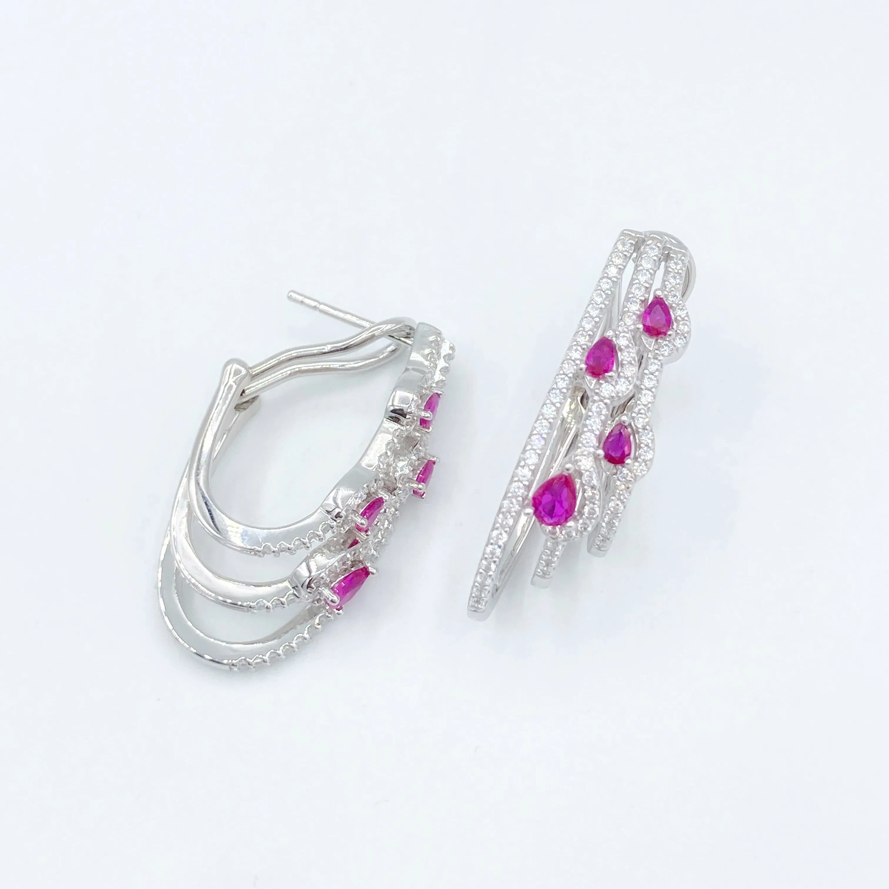 Ruby Triple Hoop Earrings