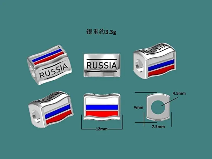 Russia Flag Country Bead Charm