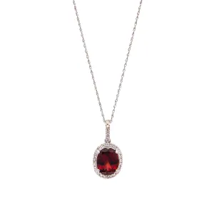 Sabel Collection 14K White Gold Oval Garnet and Diamond Pendant