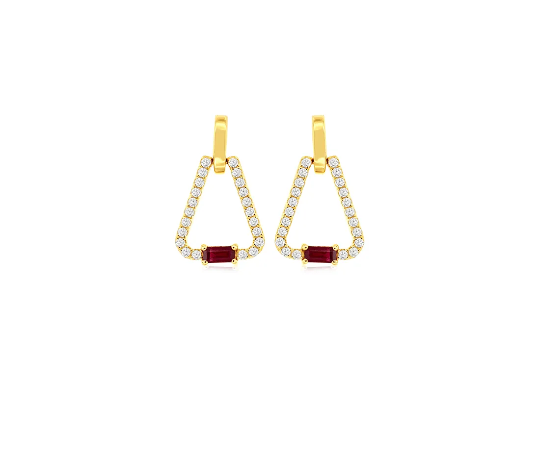 Sabel Collection Yellow Gold Ruby and Diamond Earrings