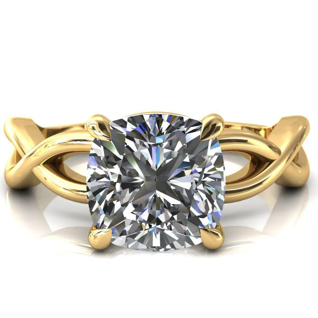 Sabina Cushion Moissanite 4 Claw Prong 3/4 Infinity Ring Engagement Ring