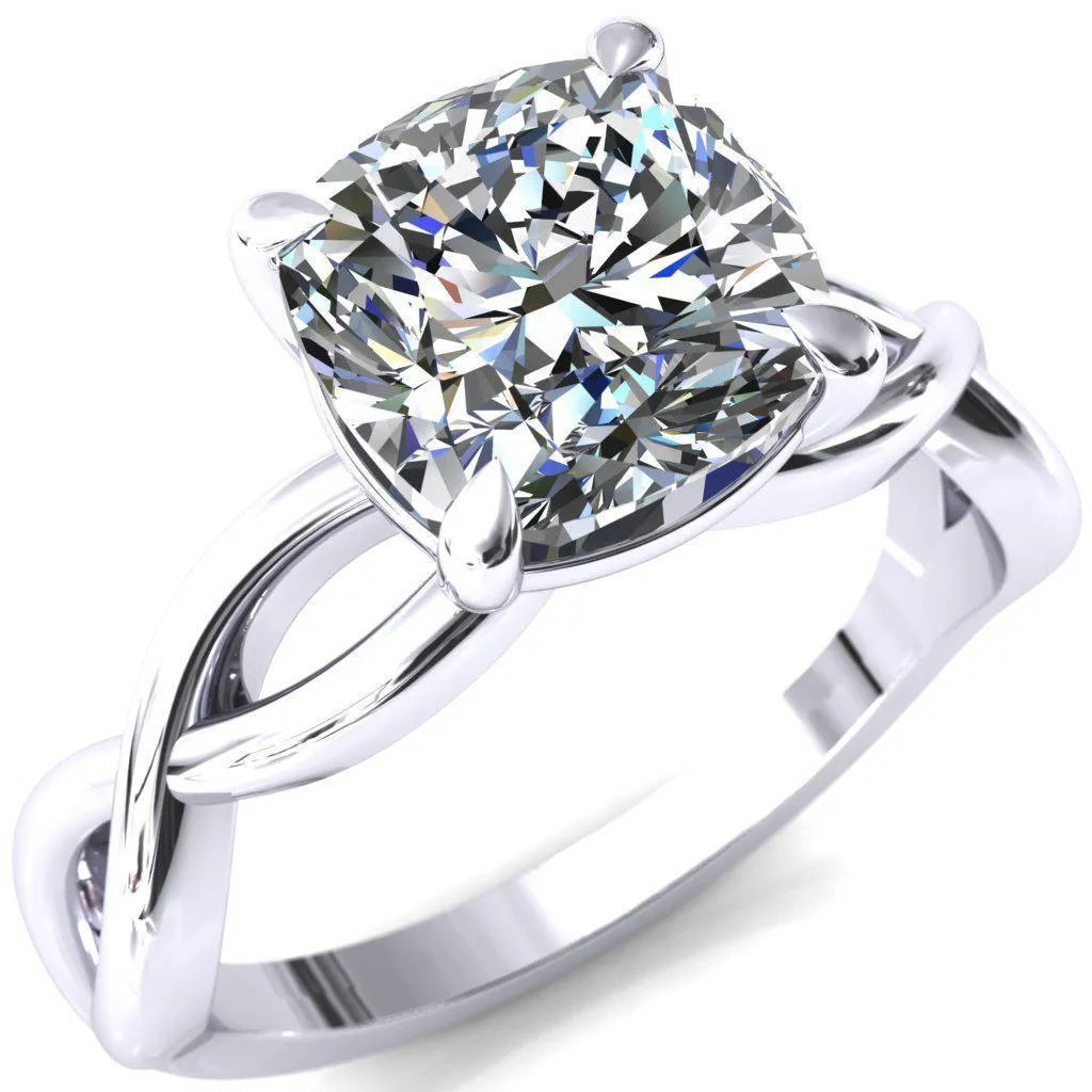 Sabina Cushion Moissanite 4 Claw Prong 3/4 Infinity Ring Engagement Ring