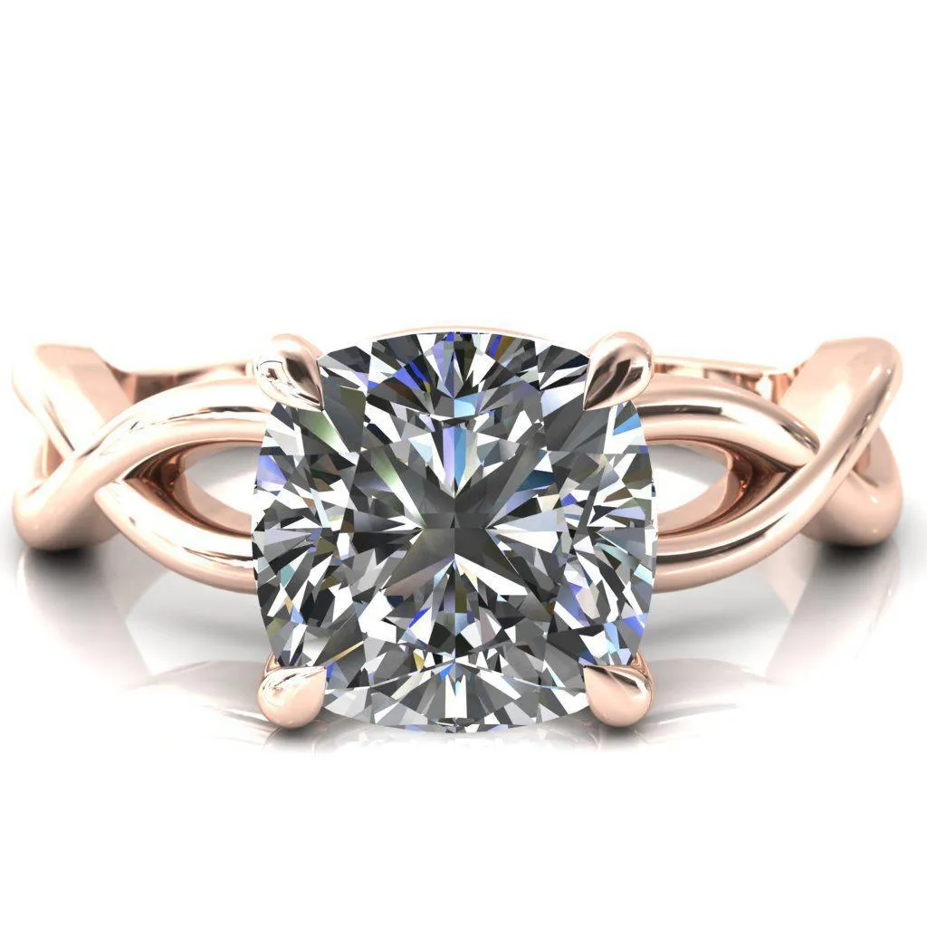 Sabina Cushion Moissanite 4 Claw Prong 3/4 Infinity Ring Engagement Ring