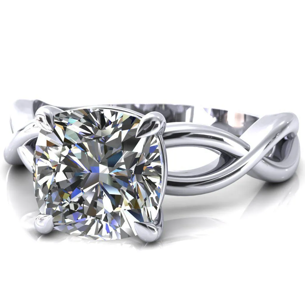 Sabina Cushion Moissanite 4 Claw Prong 3/4 Infinity Ring Engagement Ring
