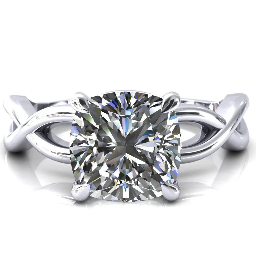 Sabina Cushion Moissanite 4 Claw Prong 3/4 Infinity Ring Engagement Ring