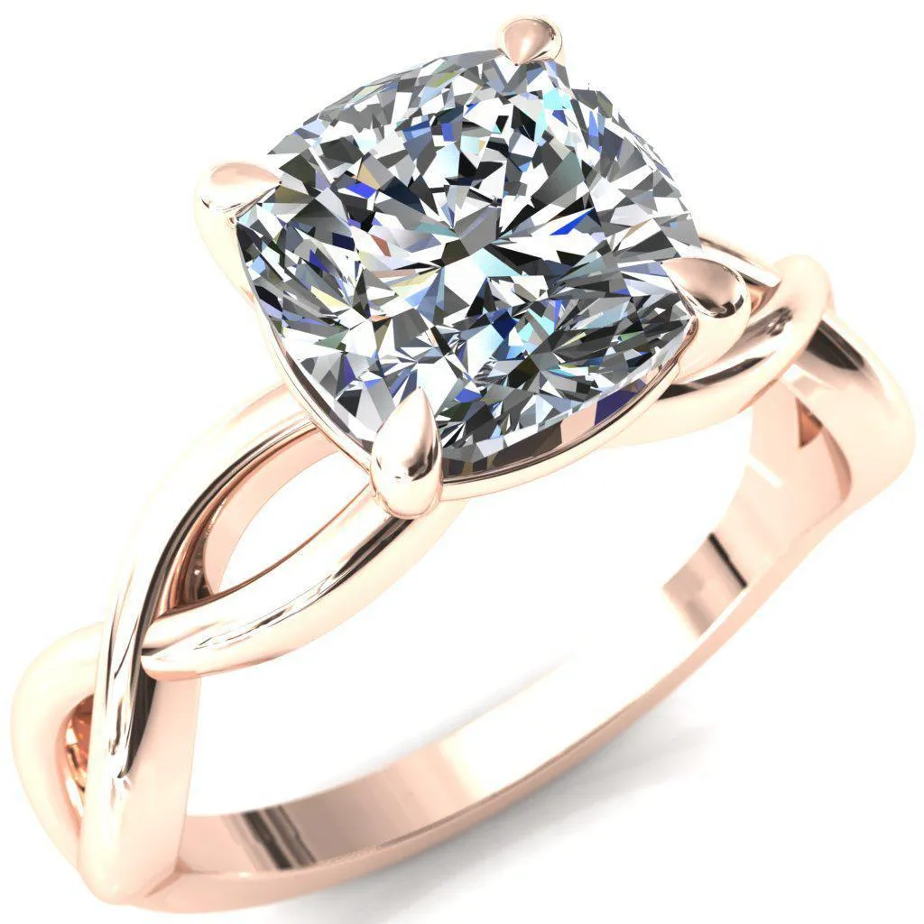 Sabina Cushion Moissanite 4 Claw Prong 3/4 Infinity Ring Engagement Ring