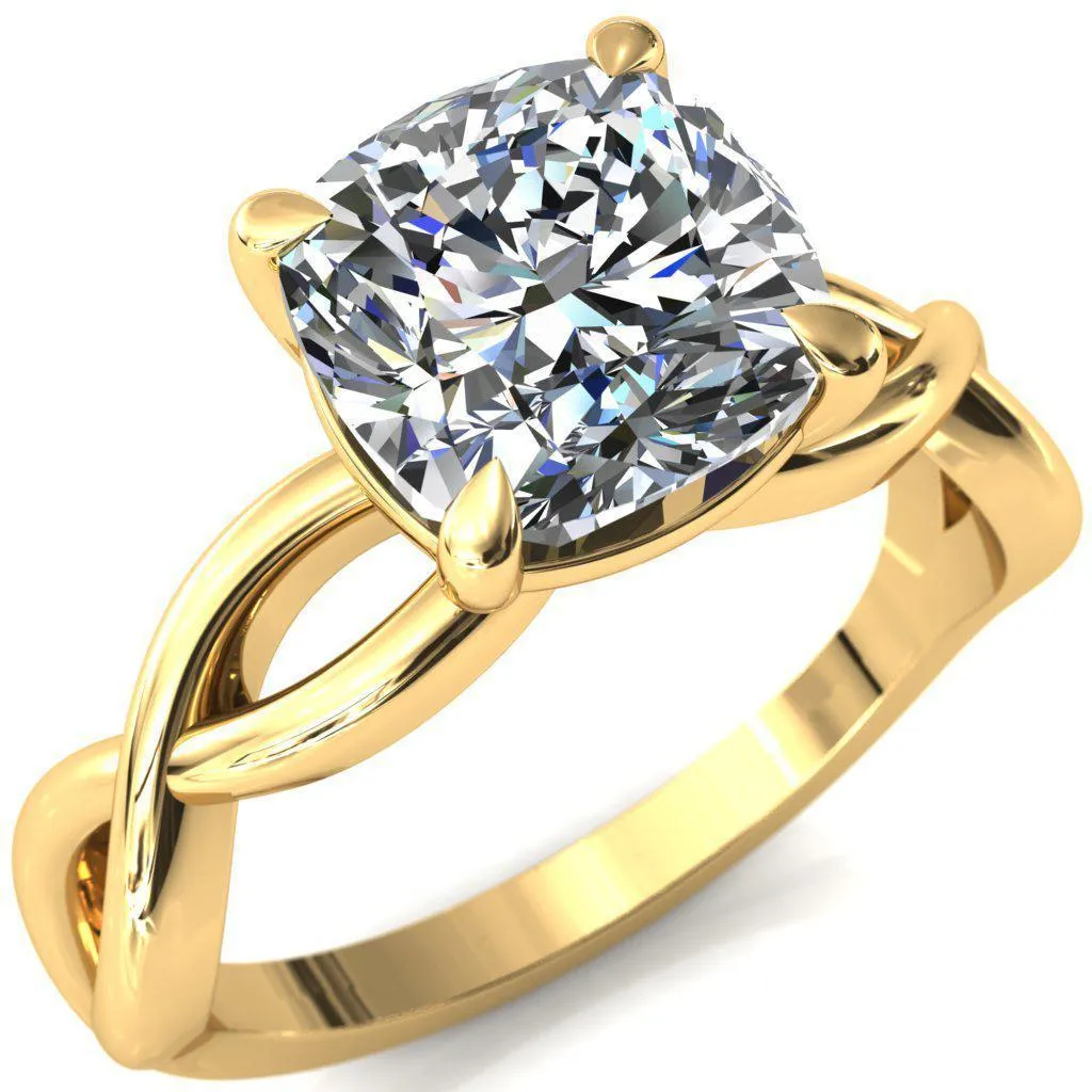 Sabina Cushion Moissanite 4 Claw Prong 3/4 Infinity Ring Engagement Ring