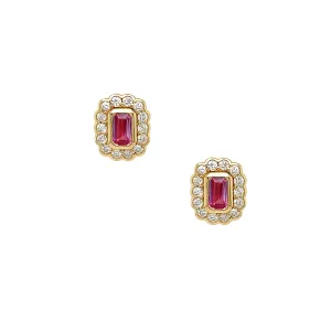 SALE Diamond & Pink Sapphire Earrings